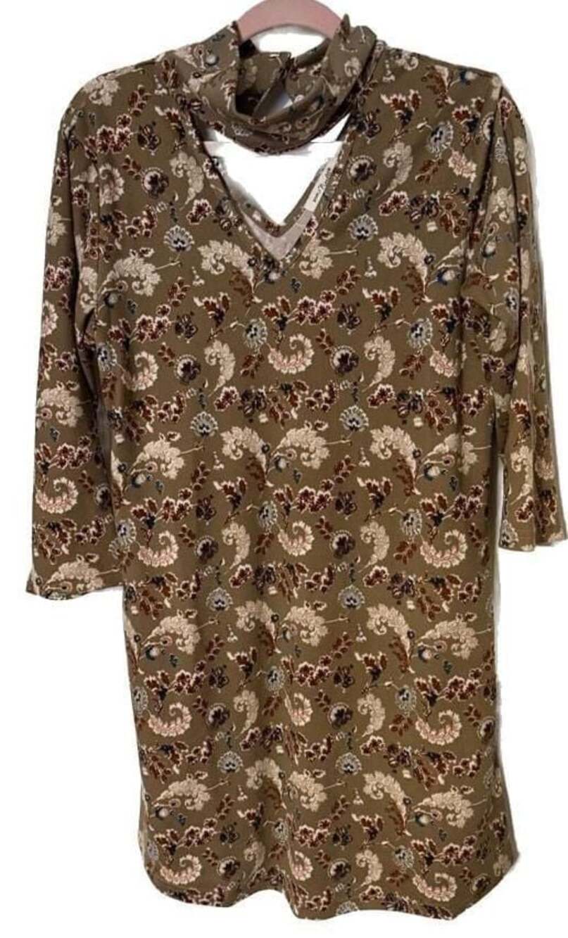 Simply Noelle floral print dress in olive green.